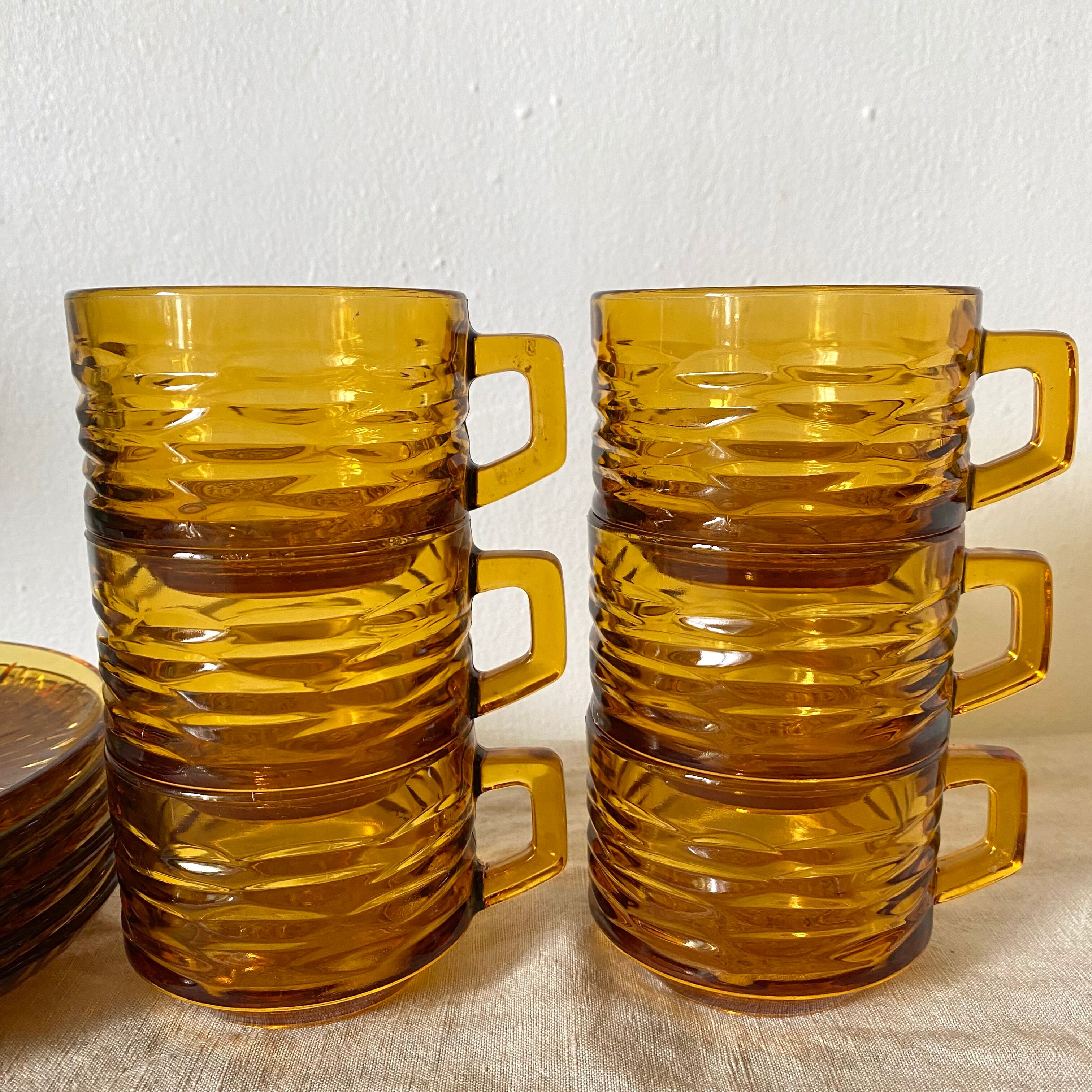 Vereco cups in amber glass