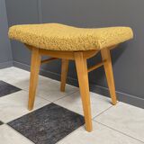 Tabouret, repose-pieds en laine jaune, années 1960