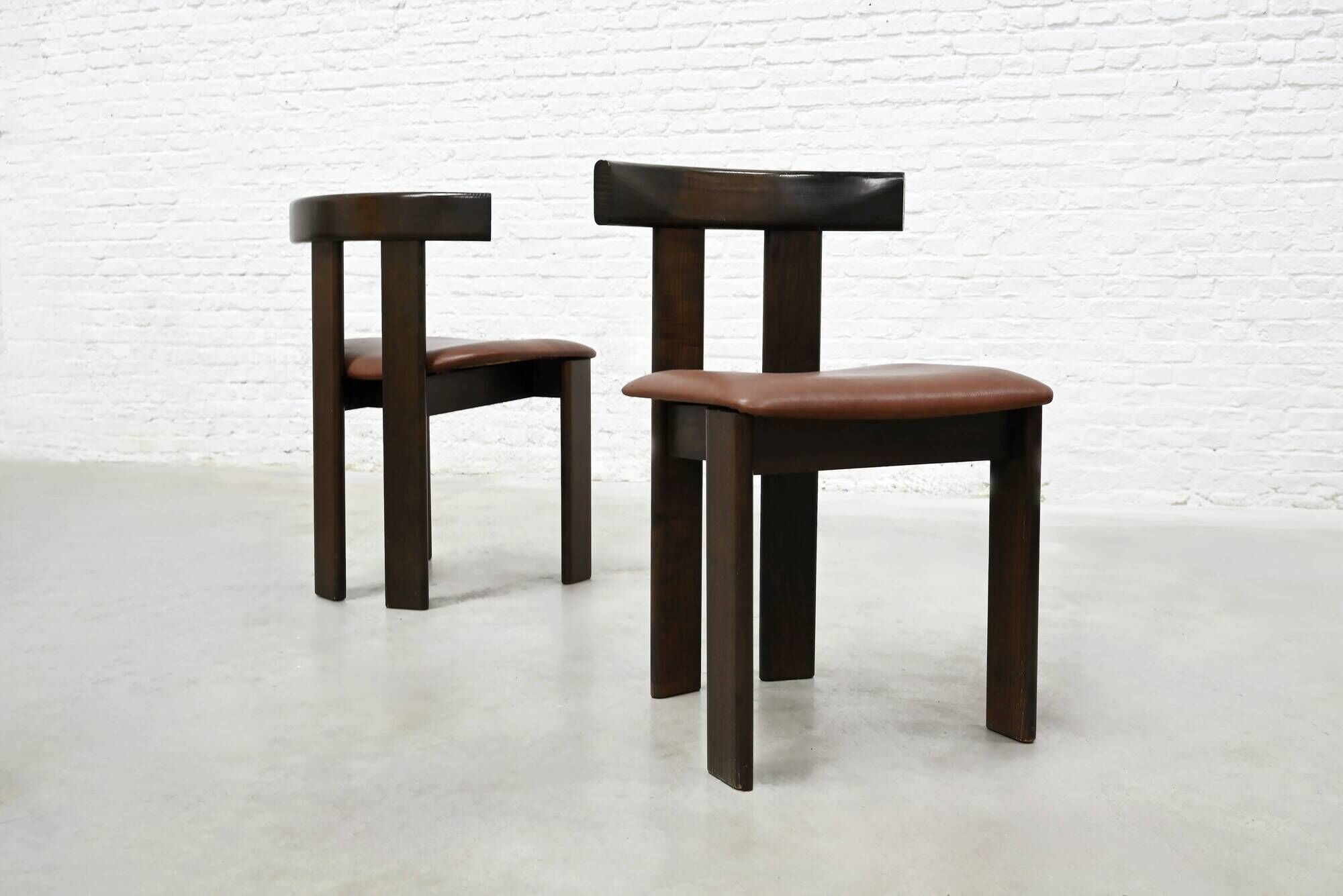 Dining Set by Luigi Vaghi for Former with Six Leather Chairs, Italy 1960's