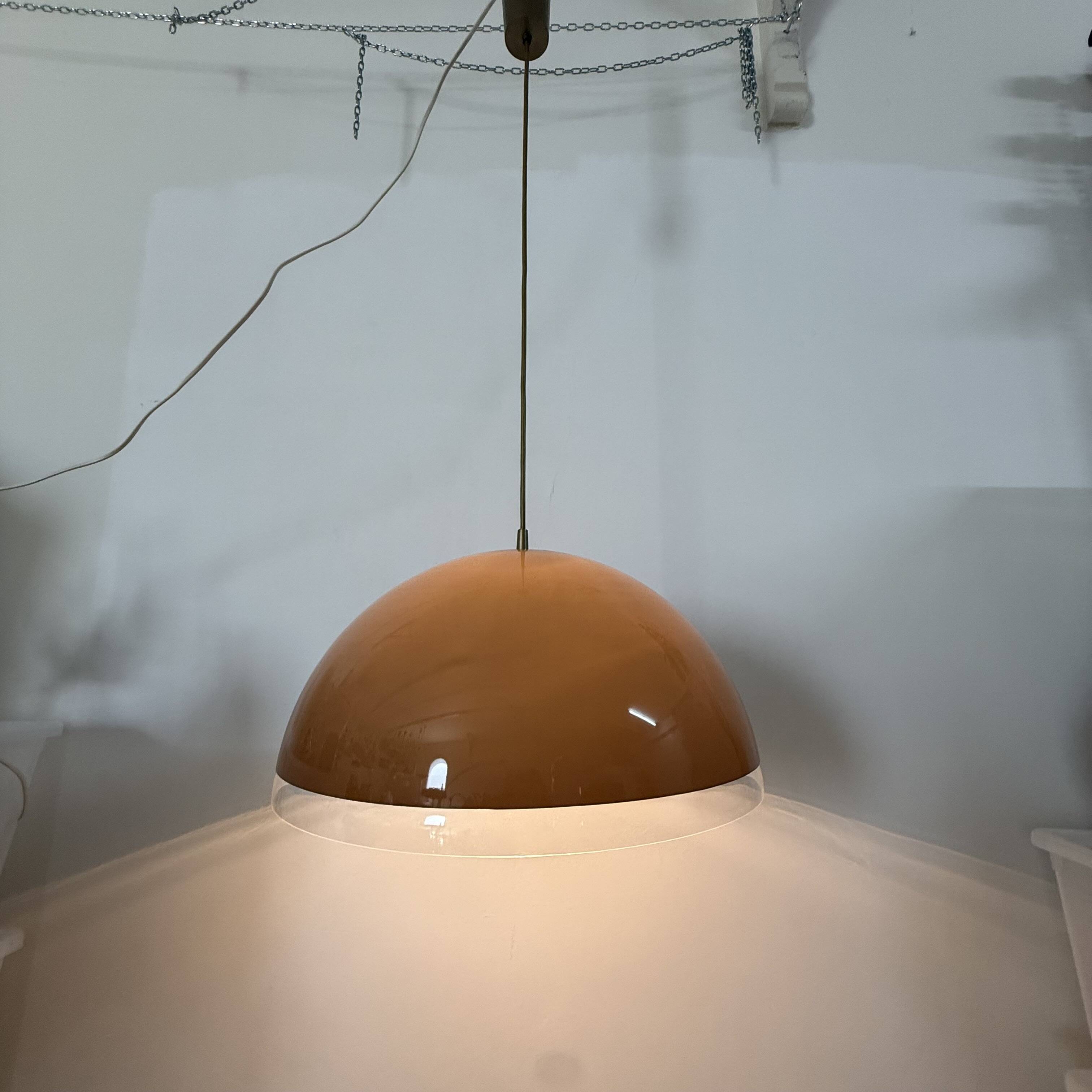 Mushroom hanging lamp brown , 1970s
