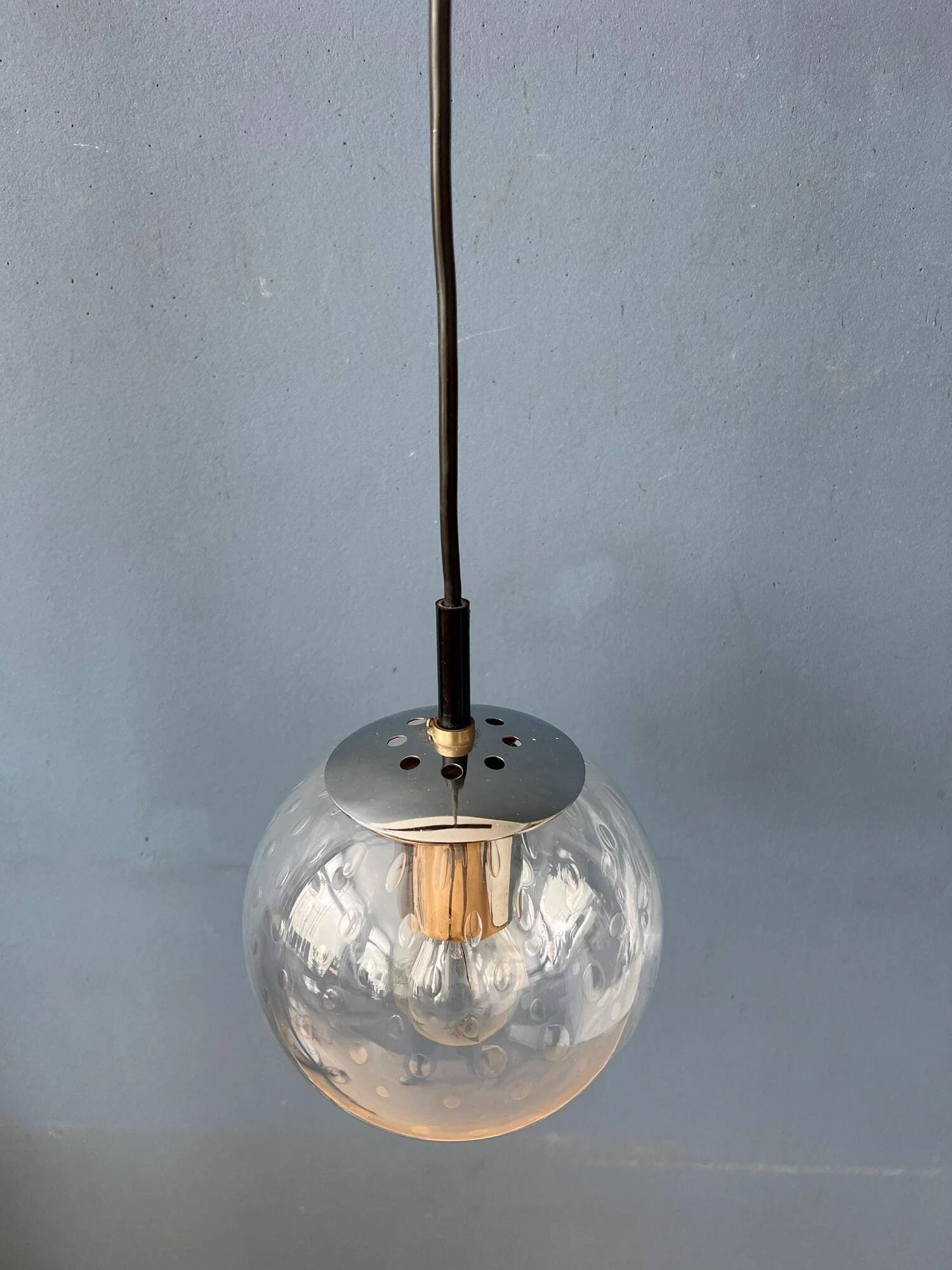 Vintage small Raak seeded glass hanging lamp