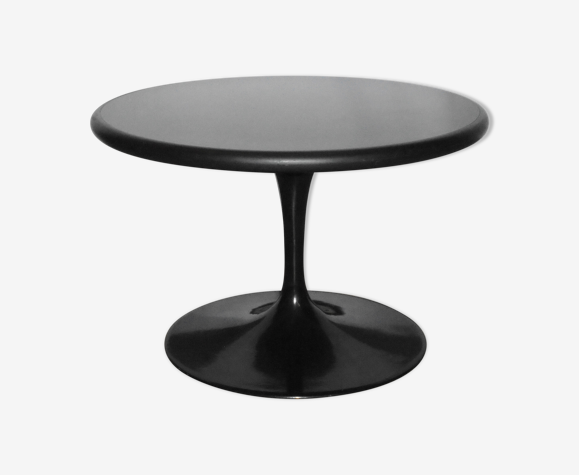 Table basse ronde plateau double face et pied tulipe années 70