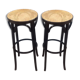 Tabourets bois et cannage
