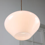 Mid-century italian white opaline and brass lamp