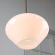 Mid-century italian white opaline and brass lamp