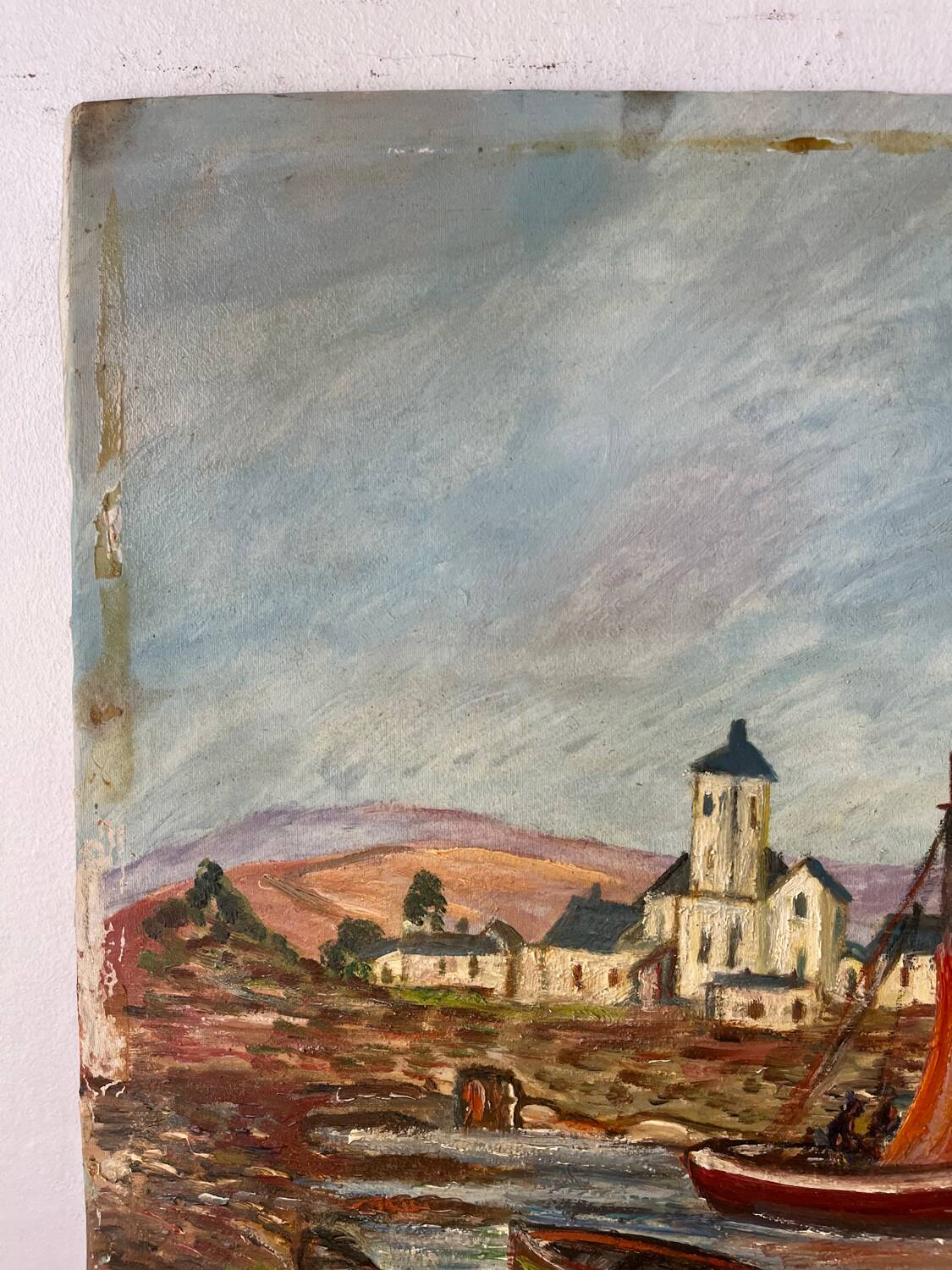 Boats in the small port, signed F. Lombard