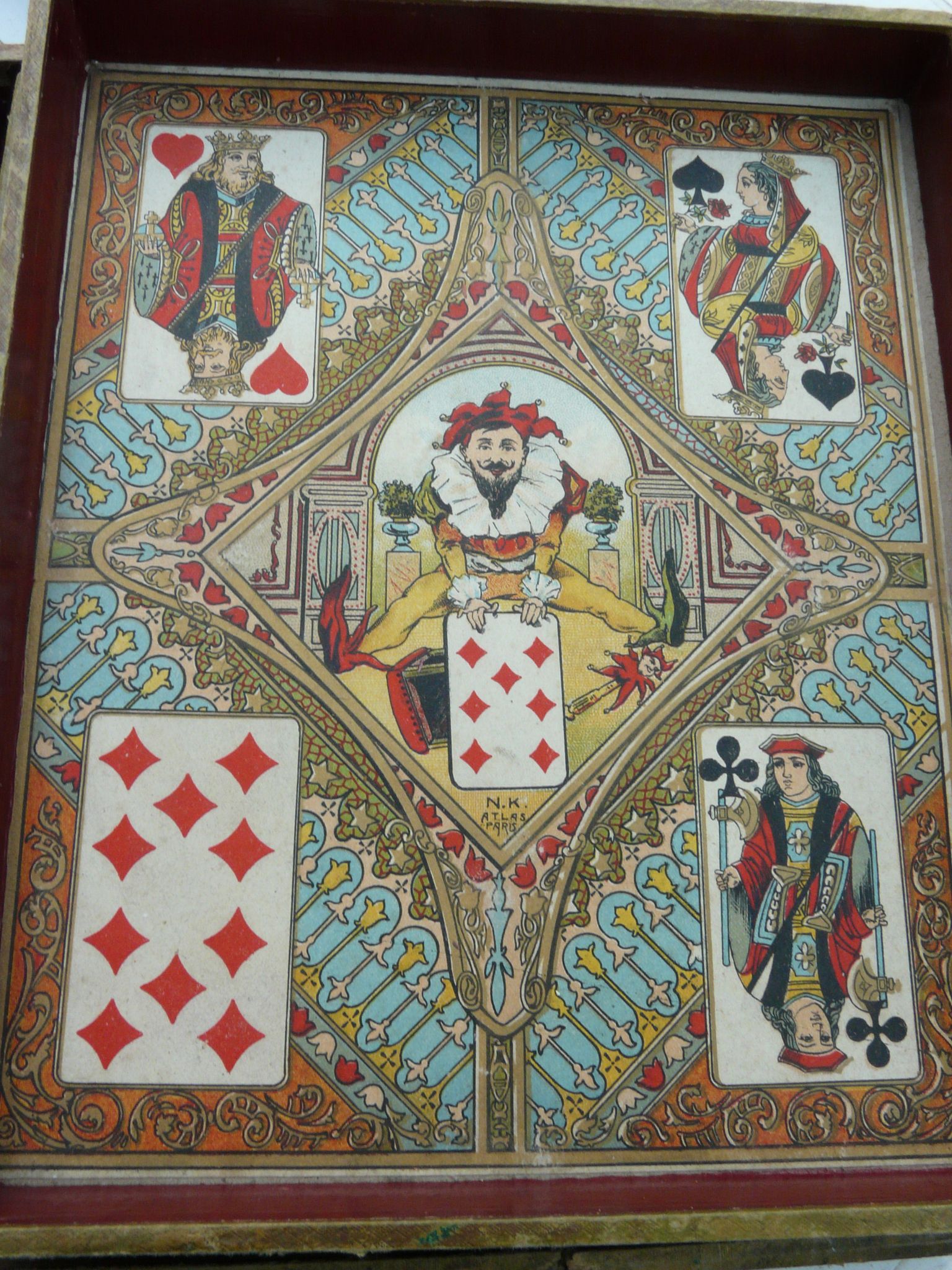 Boîte de jeu nain jaune atlas vintage 1920  avec pions
