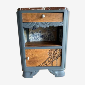 Wooden bedside on art deco marble