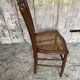 Antique Bistro Chair with Carved Wood and Woven Seat Vintage #E096