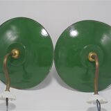 Duo of enamelled sheet metal wall lamps