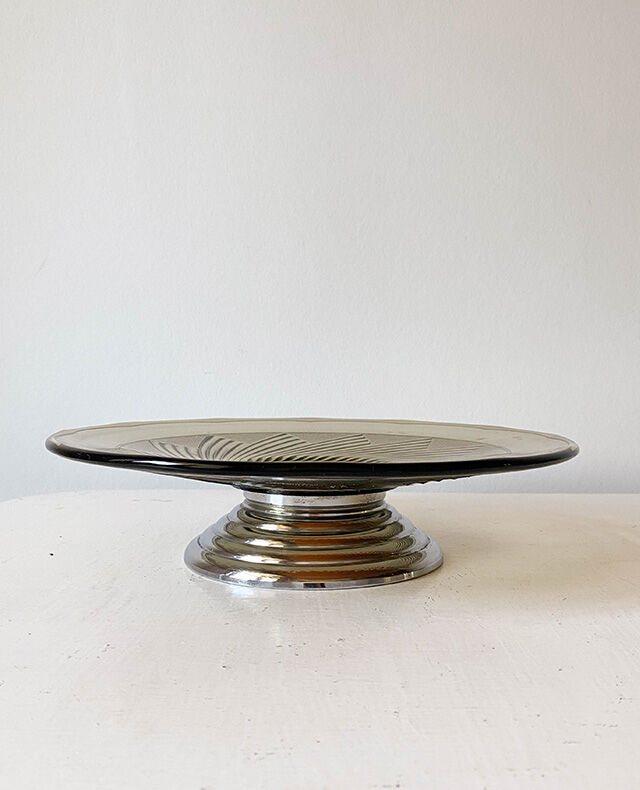 Art Deco fruit cut smoked glass