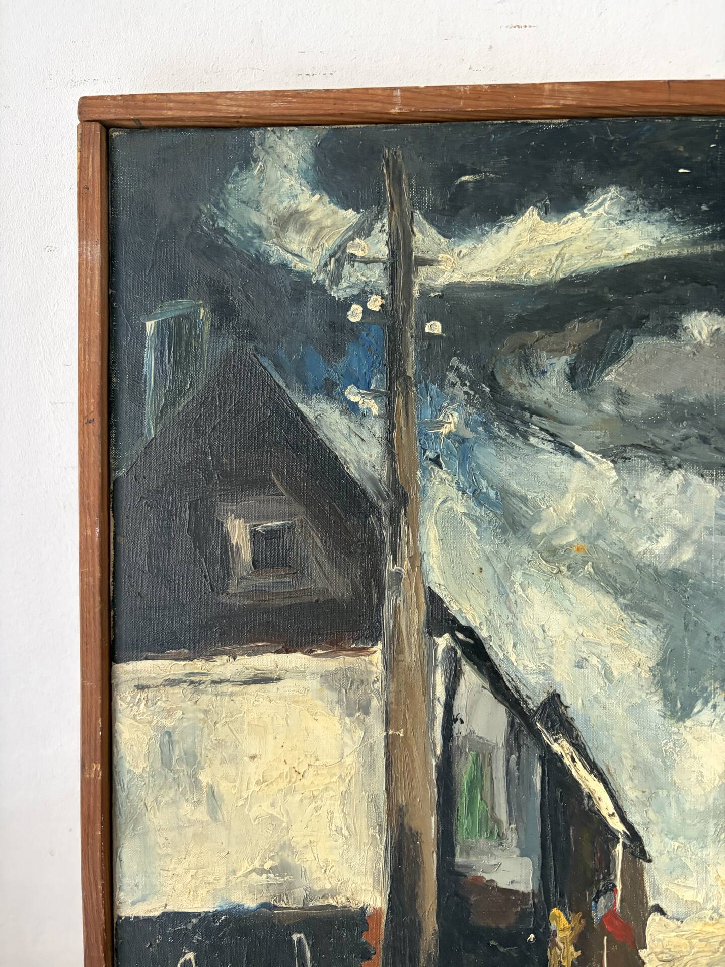Hiver dans la rue, huile sur toile signée