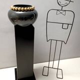 Dark Grey / Green Lacquered Ceramic Vase attr. to Domenico Rambelli, Italy