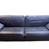 Roche Bobois brown leather sofa