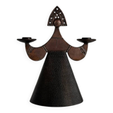 Vintage Modernist Bjorn Wiinblad Style Copper Figural Lady Dress Candl