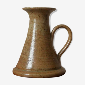 Vintage handheld stoneware candle holder, Scandinavian decorative object