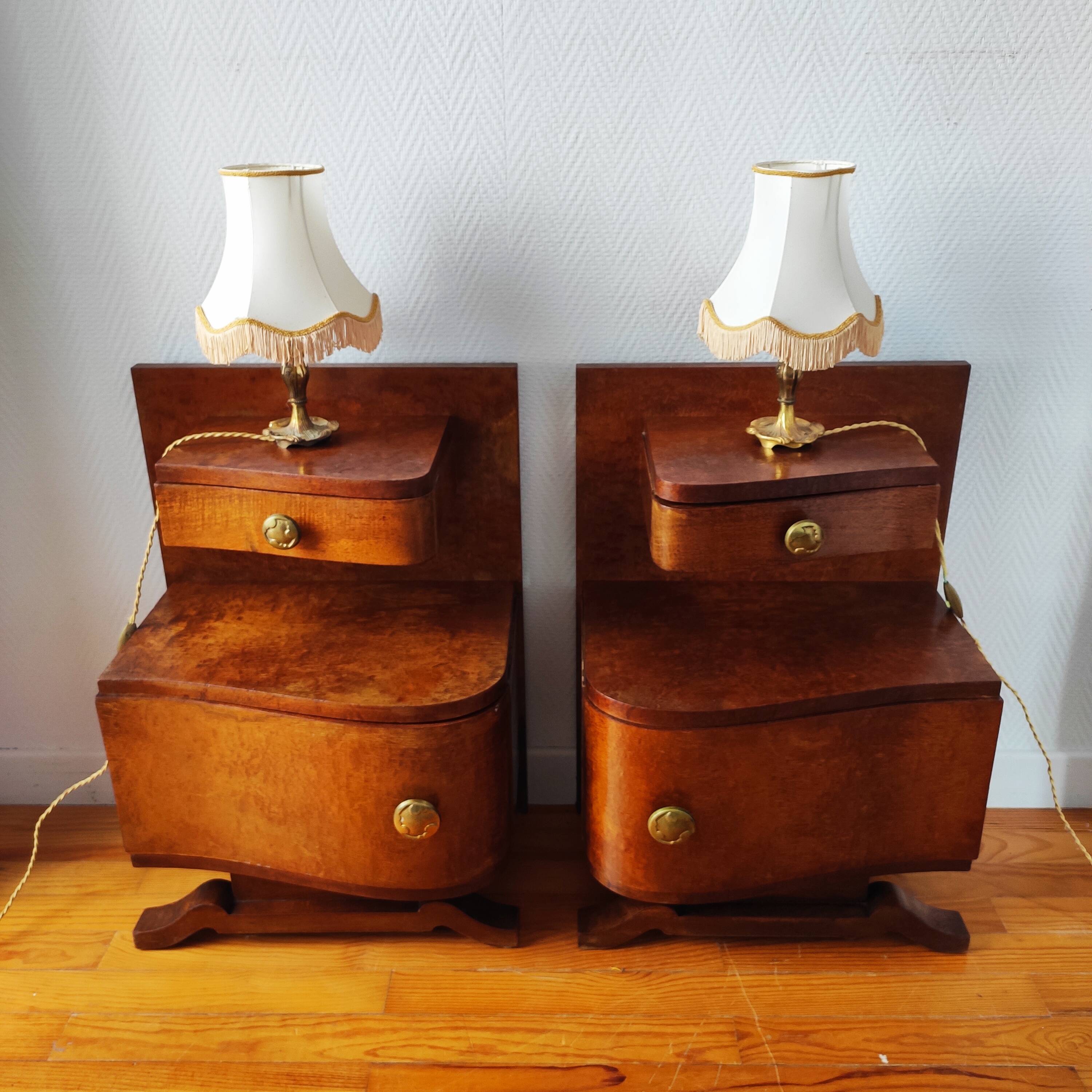 Pair of Art Deco bedside tables 1940