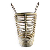 Vintage rattan umbrella stand made of bamboo and rattan from the 60s with two handles