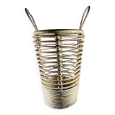 Vintage rattan umbrella stand made of bamboo and rattan from the 60s with two handles