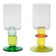 Pair of Miami Wine Glasses in Yellows & Greens
