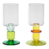 Pair of Miami Wine Glasses in Yellows & Greens