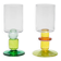 Pair of Miami Wine Glasses in Yellows & Greens