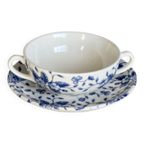 Vintage double-handled cup & saucer – Royal Tudor “Bouquet” blue