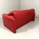 Vico Magistretti red leather Maralunga sofa Cassina