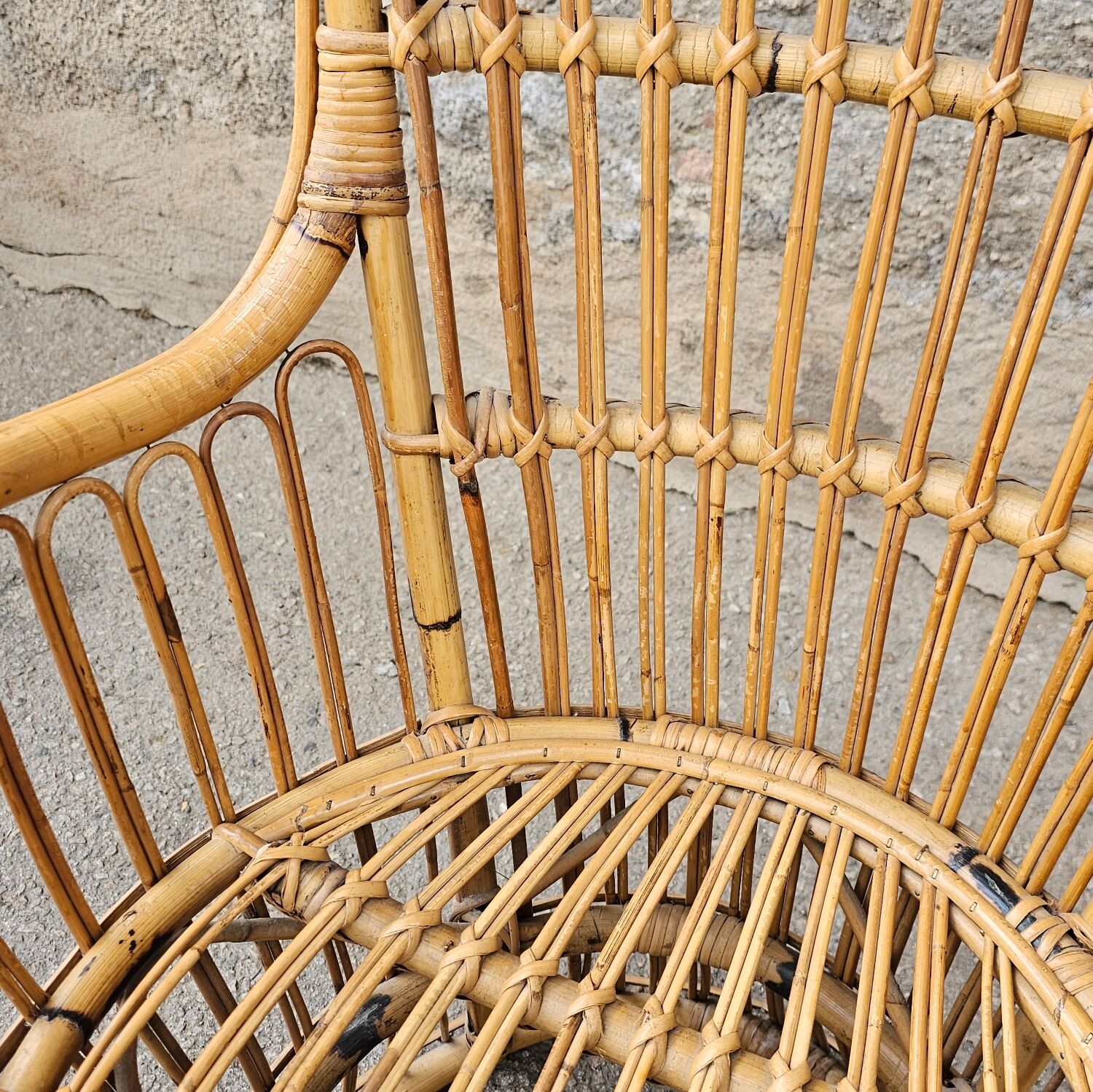 Bamboo and rattan armchair 50s Italy