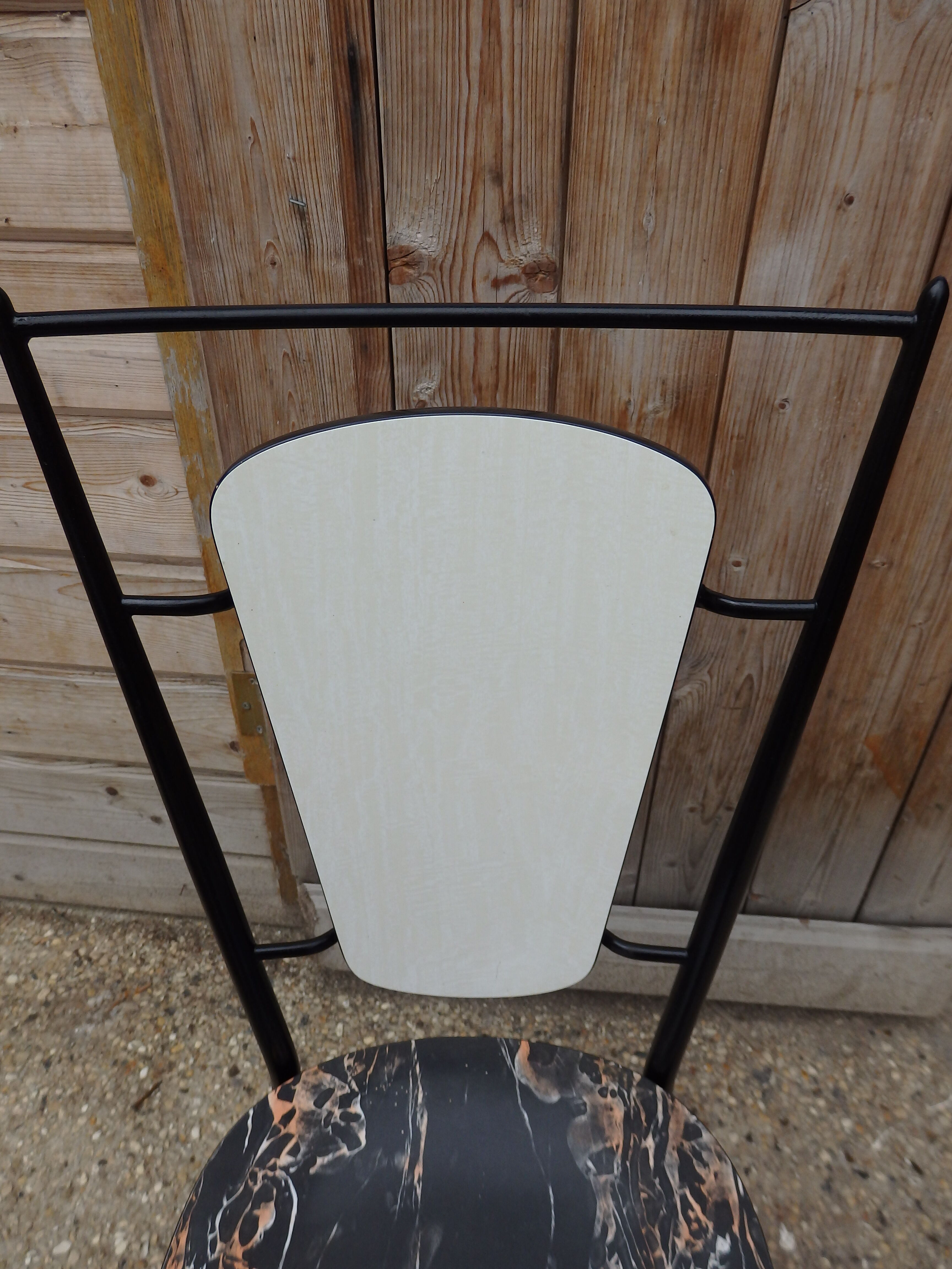 Set table and 4 chairs formica marbled black kitchen