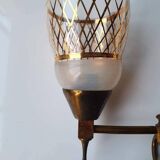 Lustre double éclairages doré Art Deco