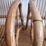 Pair of bamboo and rattan armchairs