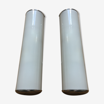 Paire d'appliques moderniste bauhaus minimaliste  tube demi cilindre