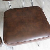 Set of 4 chairs in skaï and vintage chrome