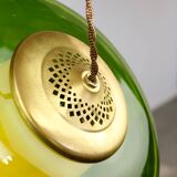 Mid-Century Italian Green Glass & Brass Pendant Lamp, 60s