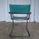 Vintage Mart Stam Style Armchair: Turquoise Leather, Black Chrome Cantileve