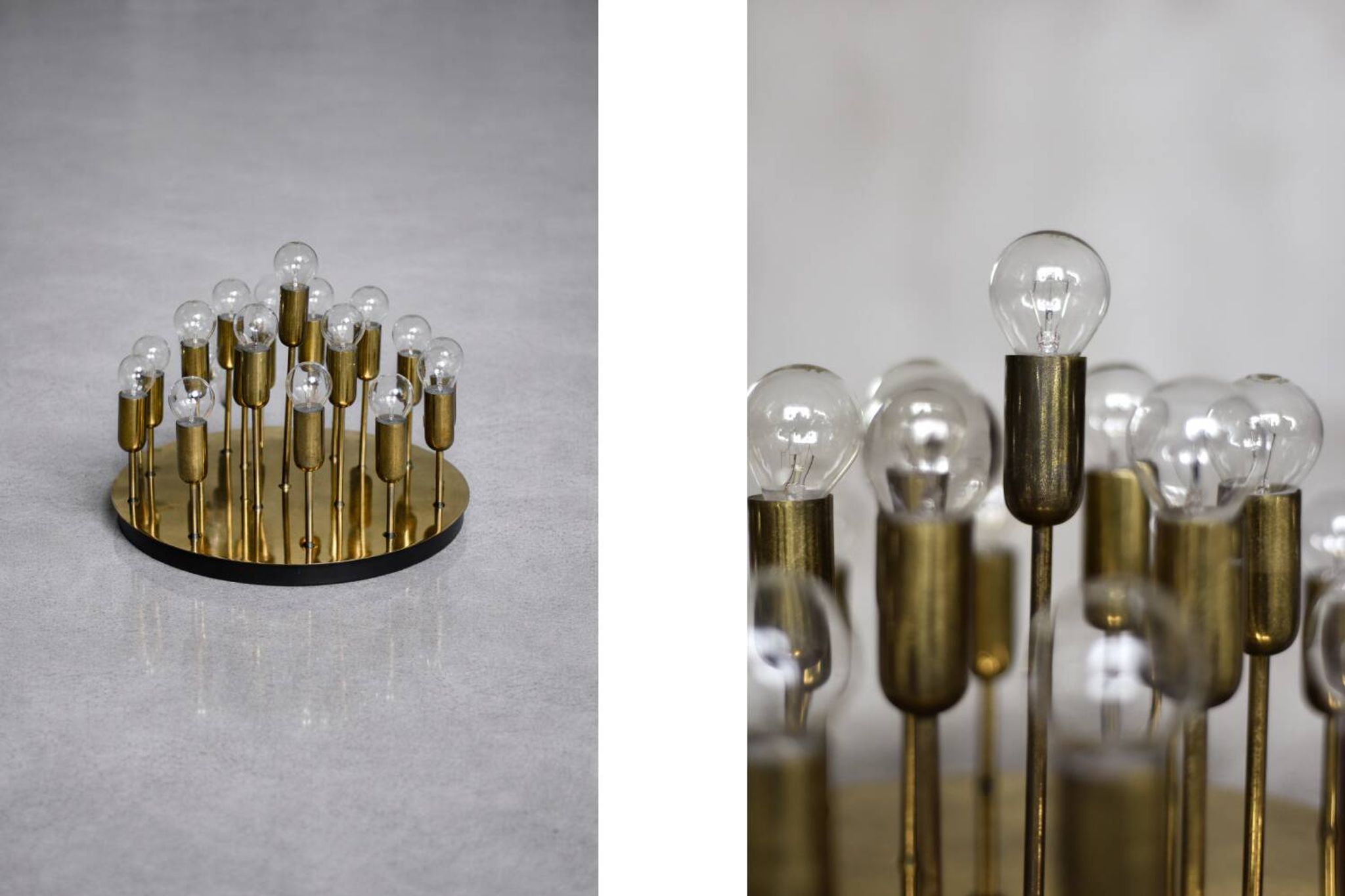 Vintage Atomic Mid-Century German Modern Brass Ceiling Lamp or Wall Sconce
