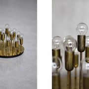 Vintage Atomic Mid-Century German Modern Brass Ceiling Lamp or Wall Sconce