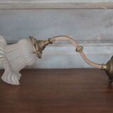 Vintage wall light, bronze swan neck and tulip globe wall light