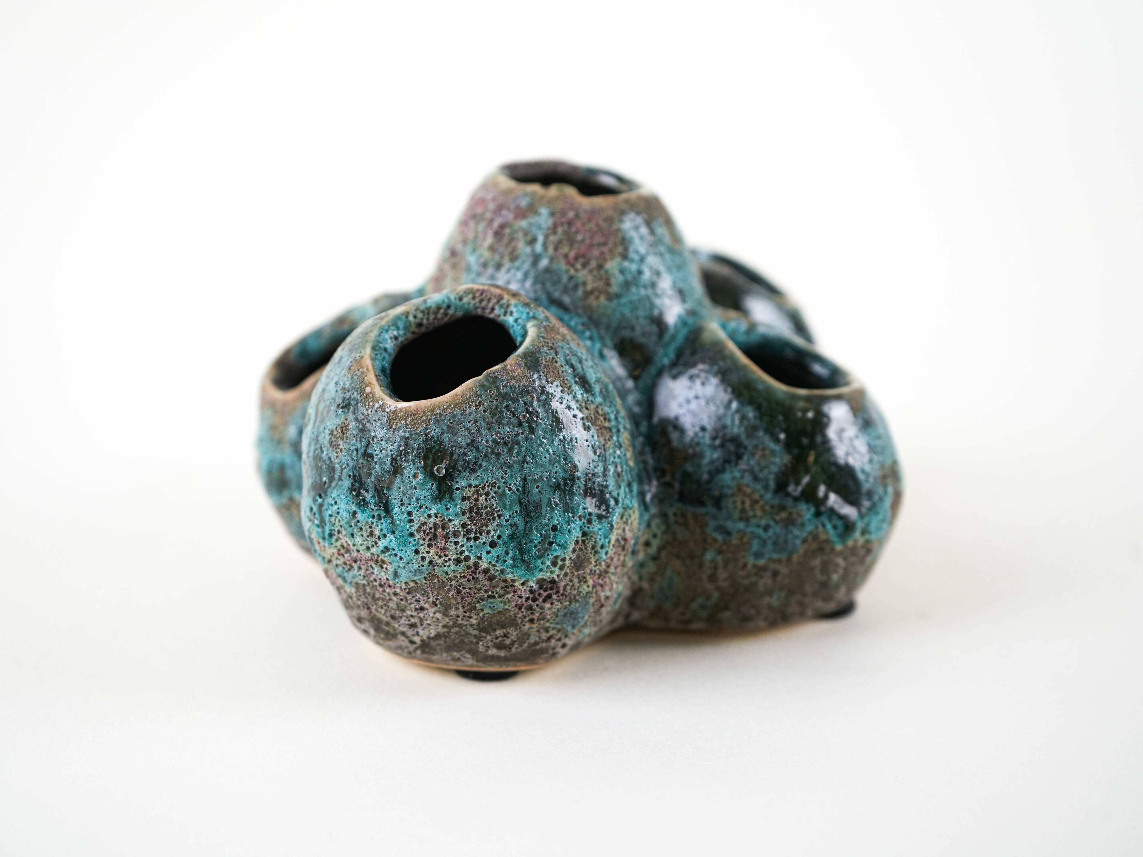 Ceramic vase – flower frog, Danish design, 1960s, made in Denmark