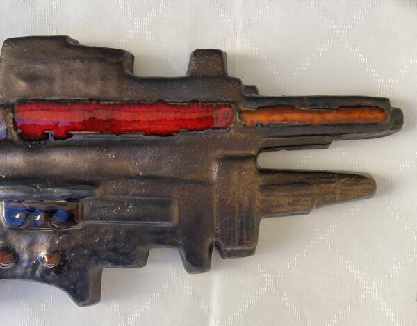 Plaque murale en céramique par F. Sanchez années 60