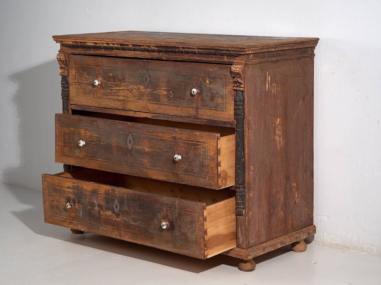 Antique chest of drawers with porcelain handles (c.1920) #77