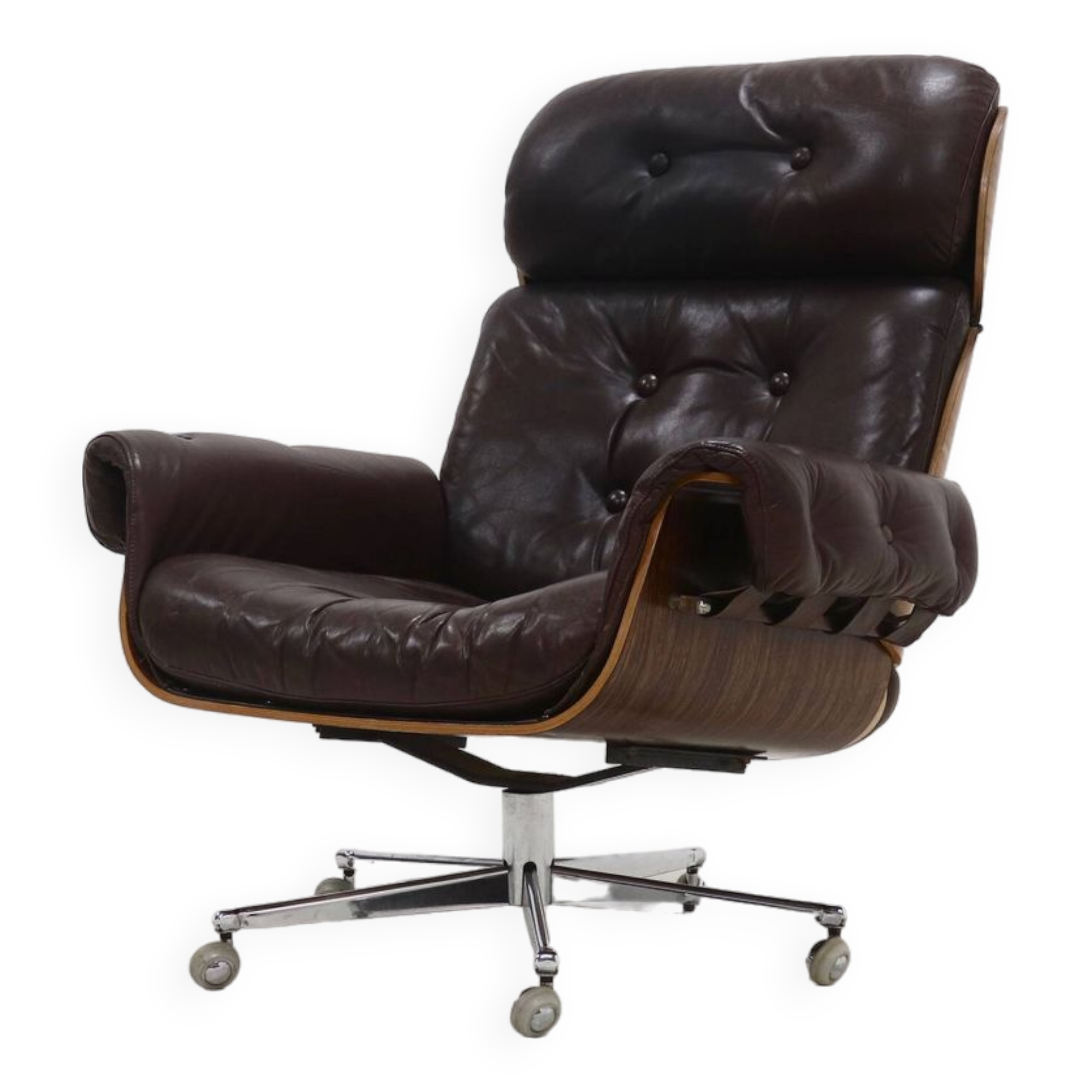 Leather and Rosewood Lounge Chair by Martin Stoll for Giroflex 1960s