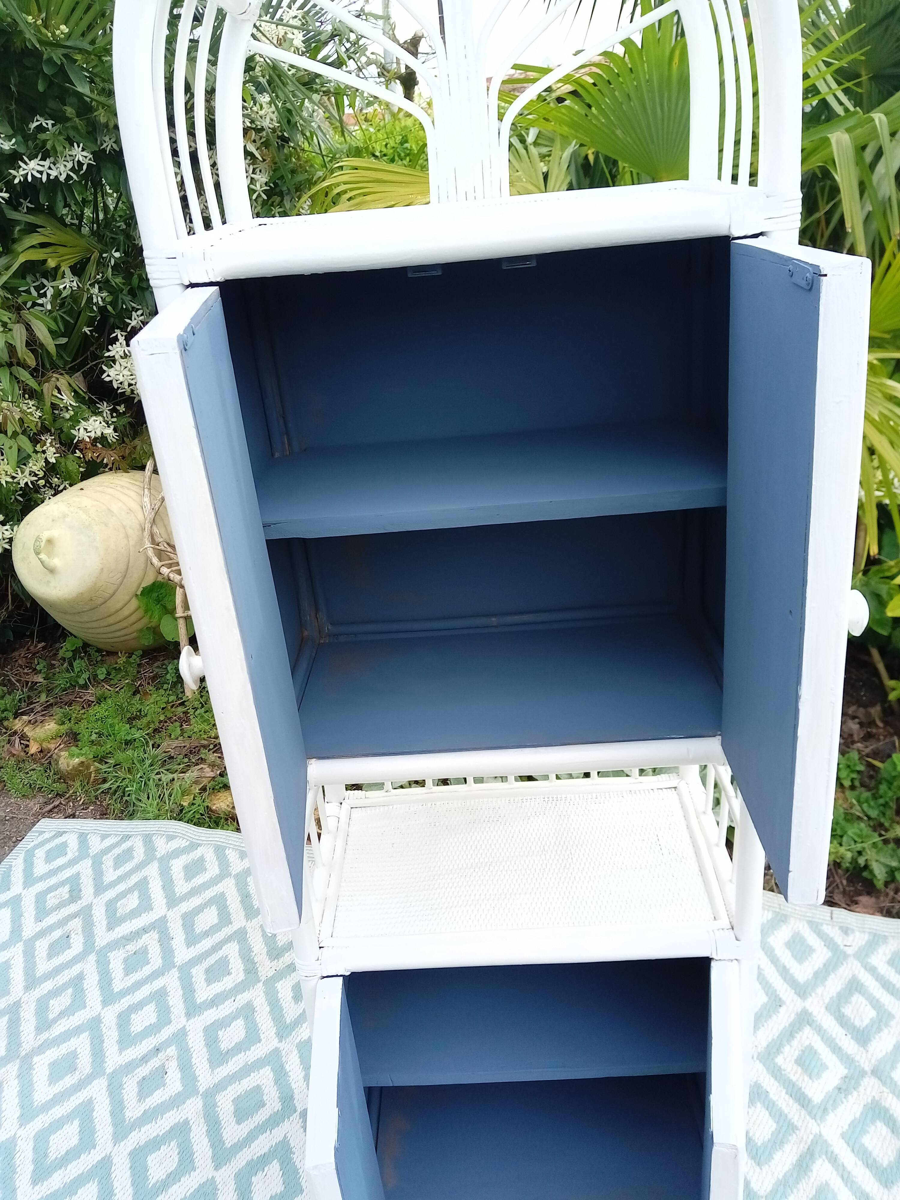 White rattan shelf