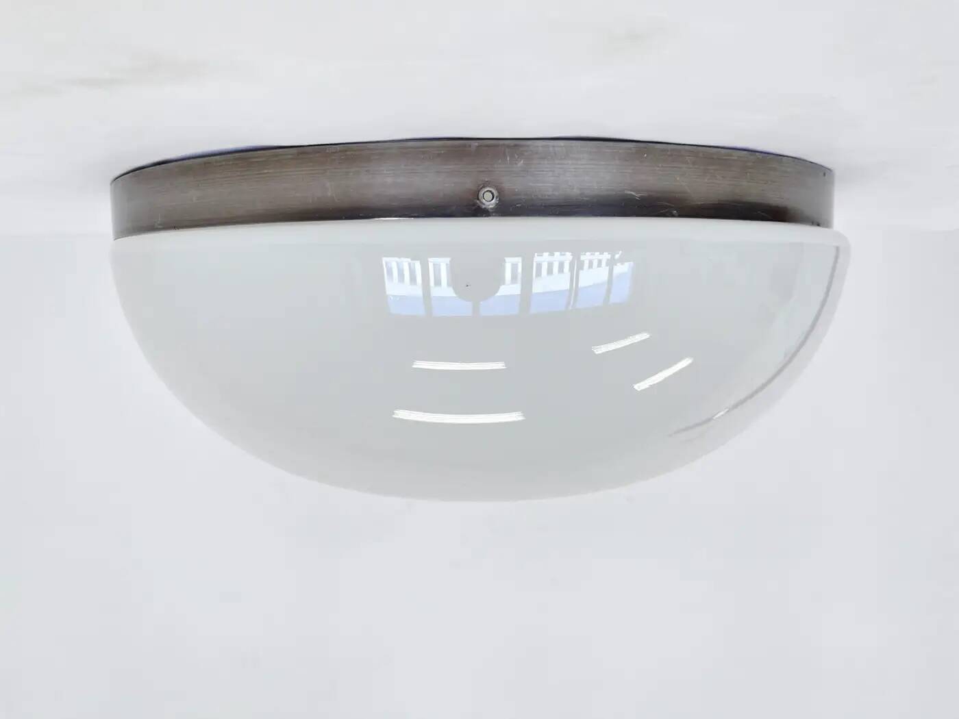 Big chrome Bauhaus ceiling or wall lamp/flushmount, 1940s