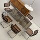Etienne Fermigier - Dinning table in chrome and smoked glass
