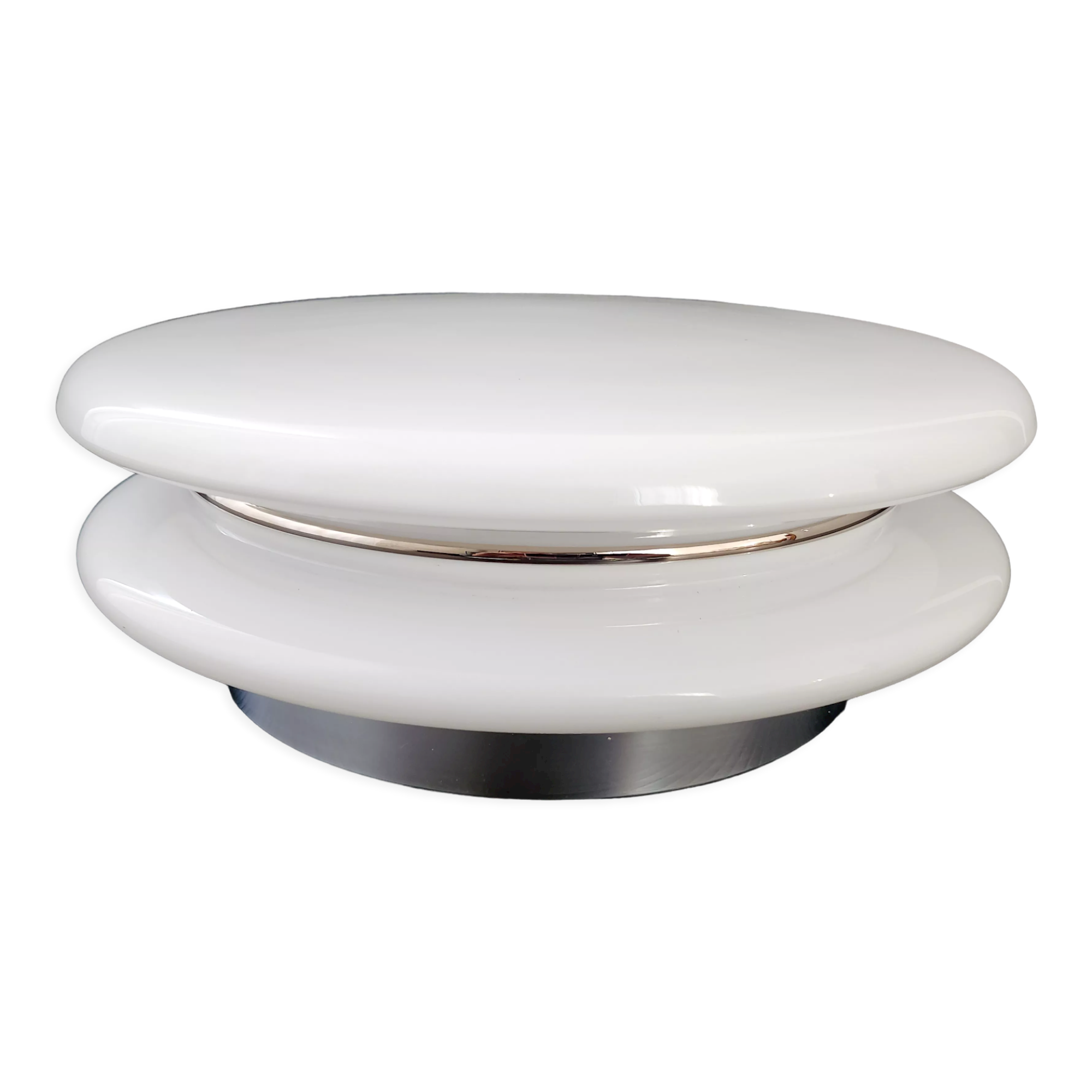 Vintage ceiling lamp 1970 space age glass & chrome