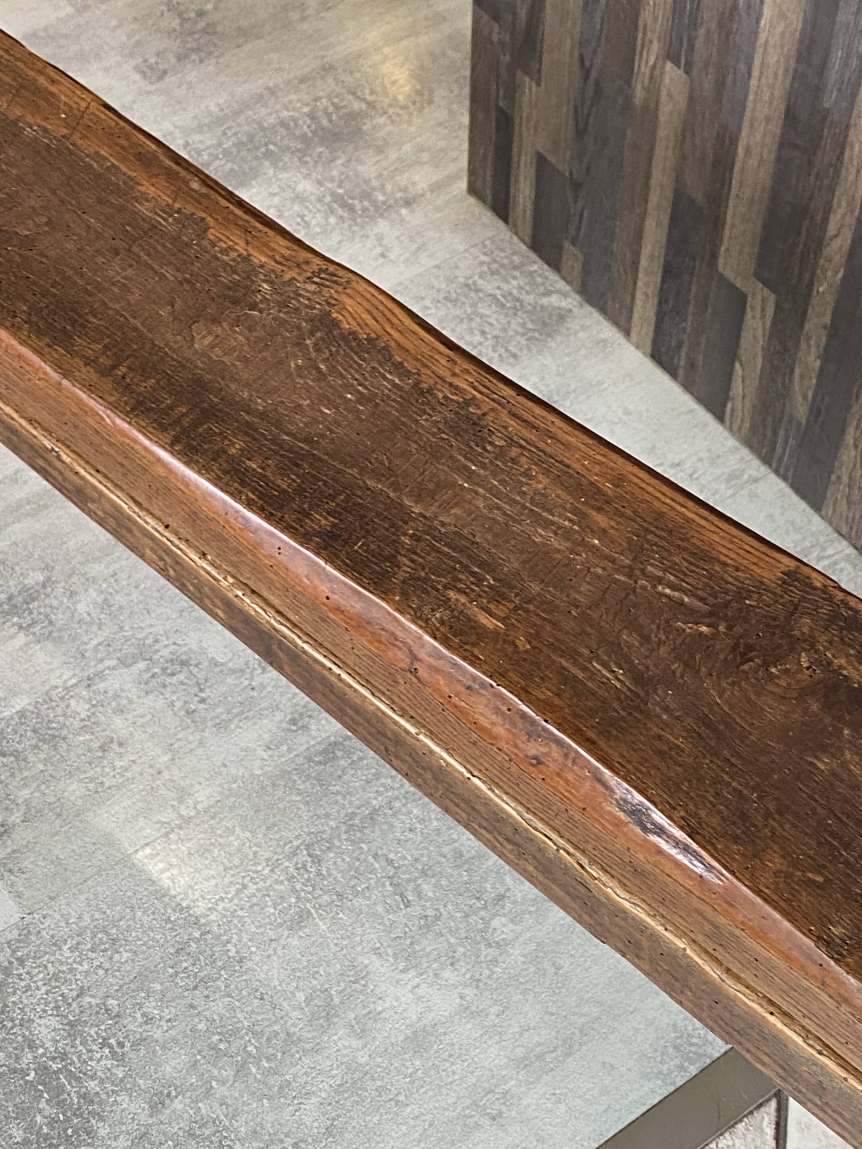 Pair of solid oak farmhouse benches 214cm for rustic table 1950