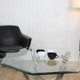 Table basse verre et chrome de roger spunger pour dunbar 1960 us