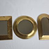 Set of 3 Moroccan vintage brass mirrors 16 cm